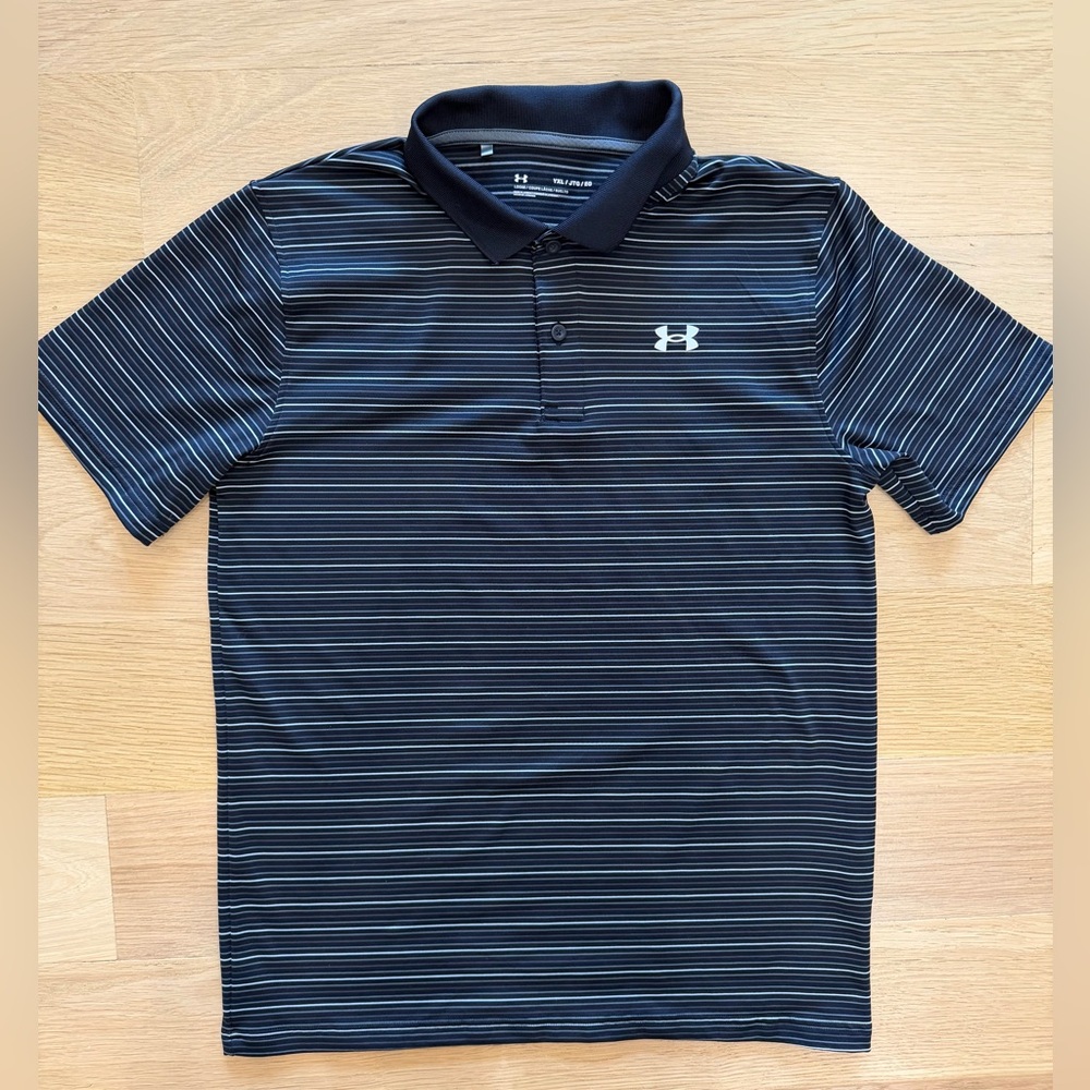 Under Armour Men's Navy and White Striped Polo